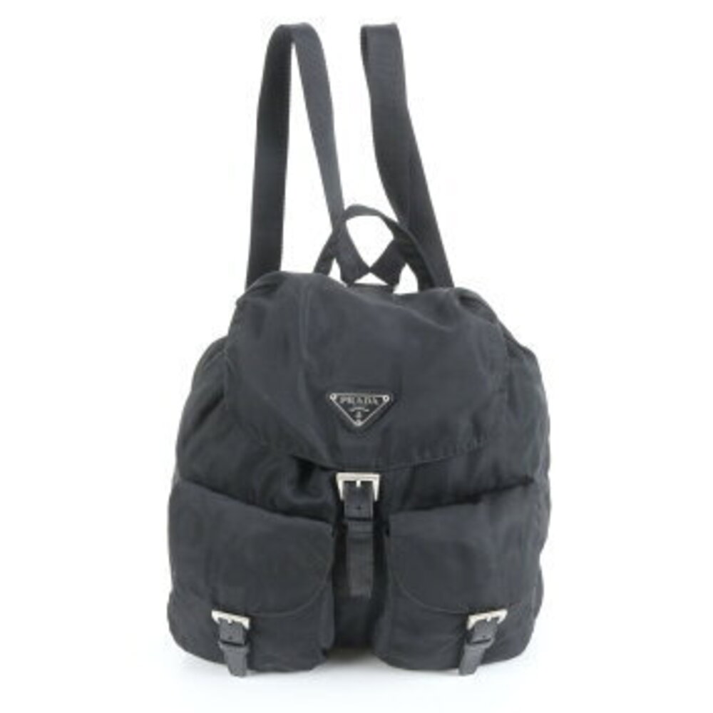 Prada Tessuto leather backpack triangle logo black CRR